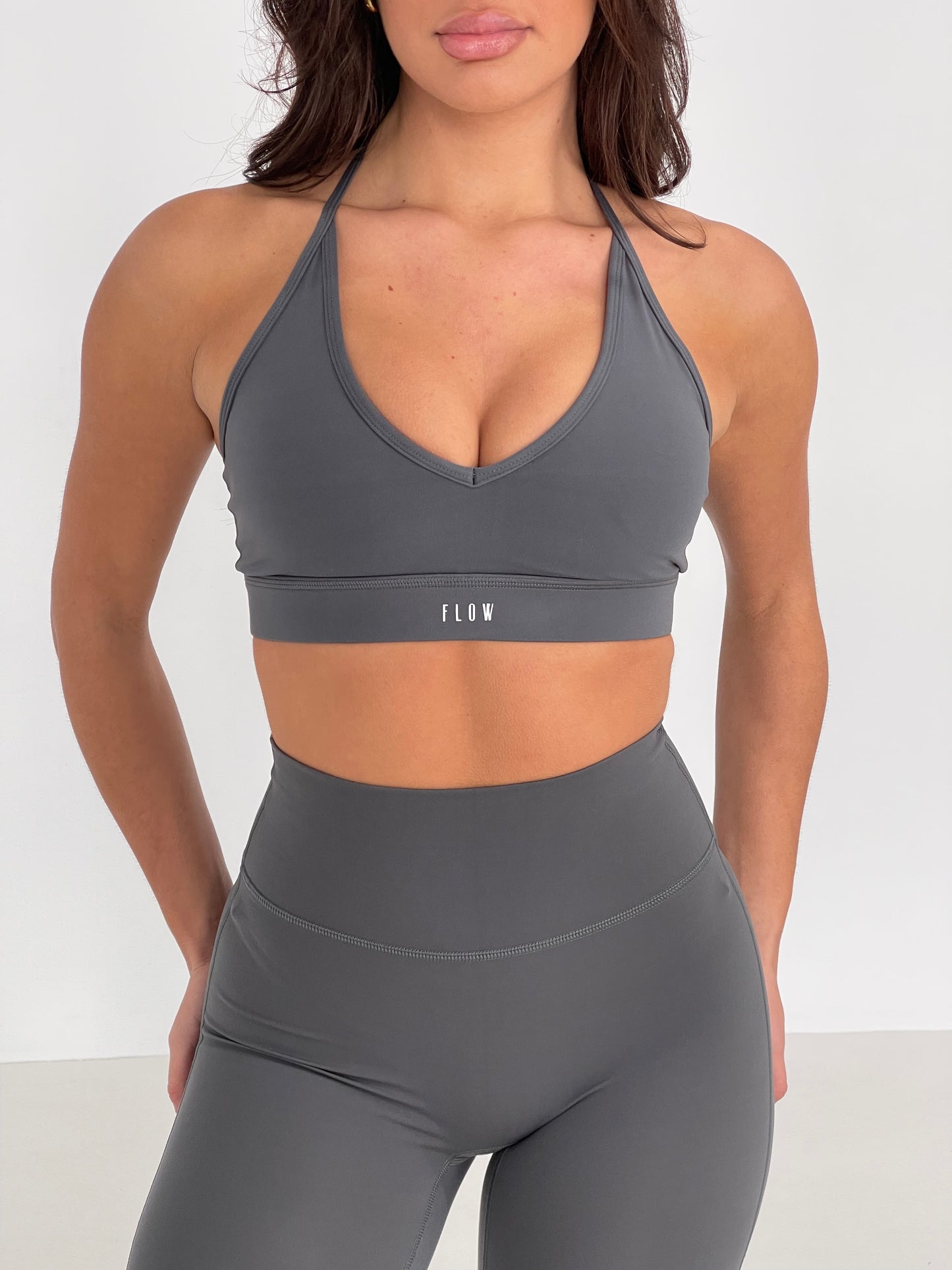 Harper Halter Sports Bra | STEEL