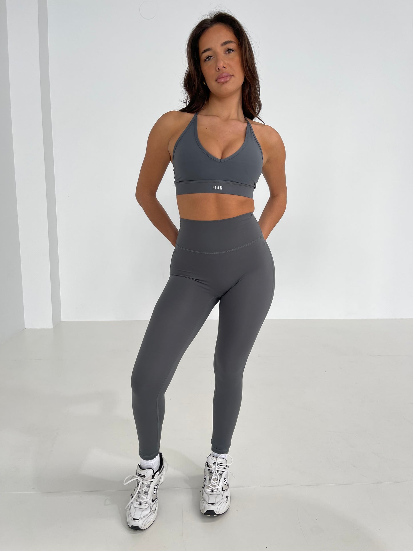 Harper Halter Sports Bra | STEEL