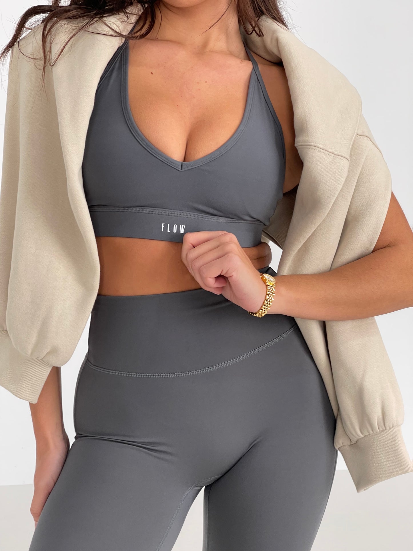 Harper Halter Sports Bra | STEEL