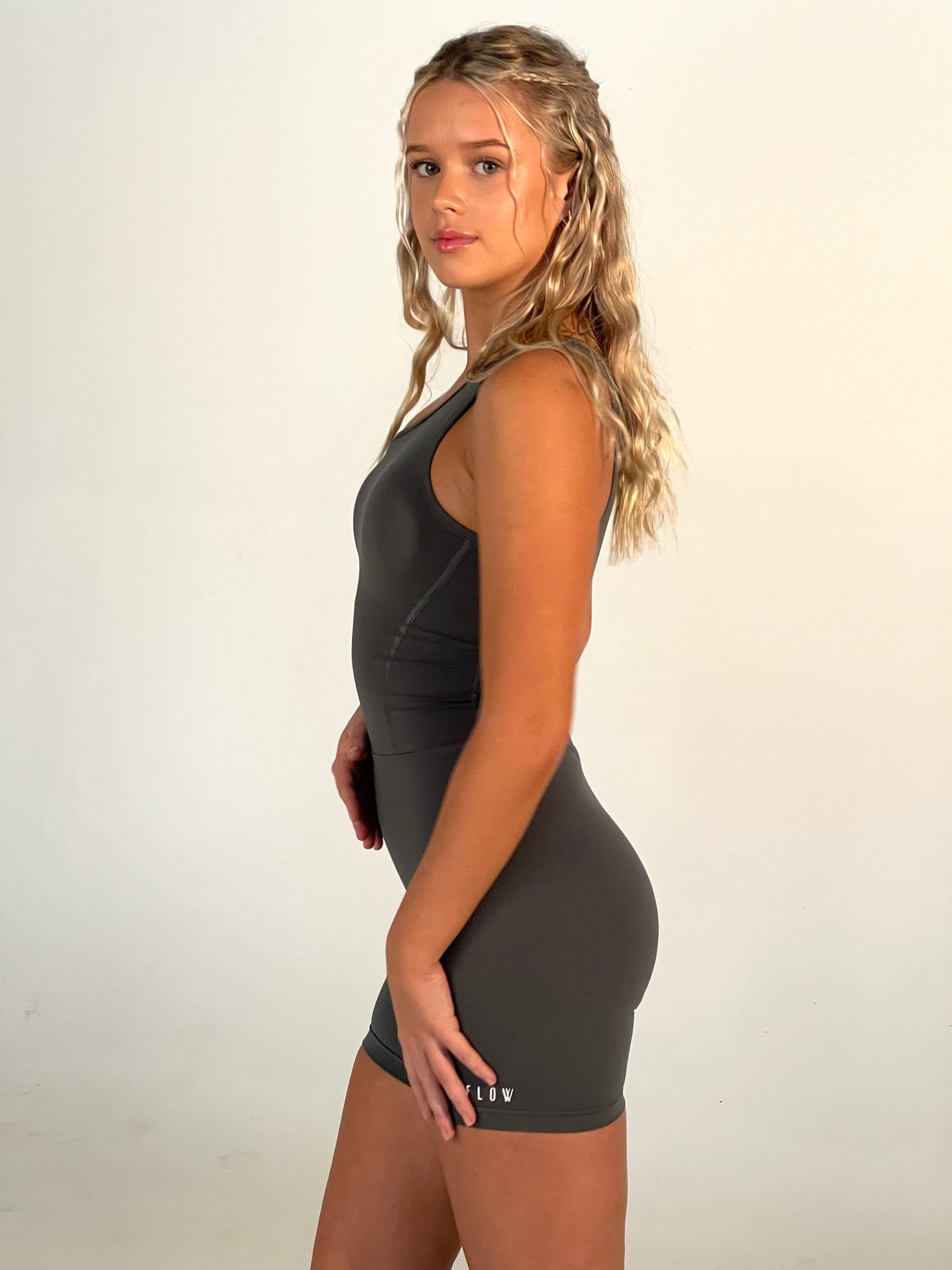 Mya One Shoulder Onesuit | STEEL