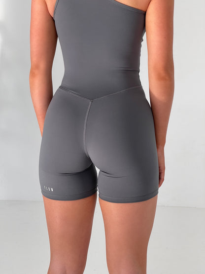 Mya One Shoulder Onesuit | STEEL