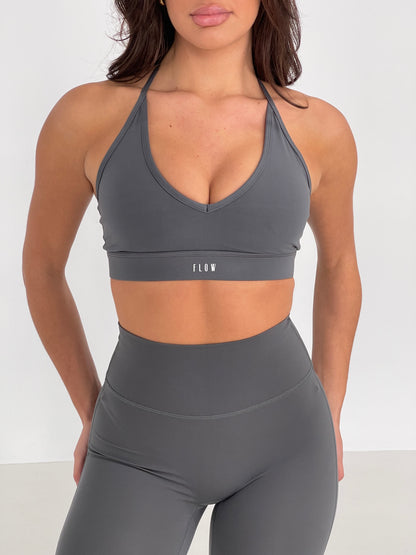 Harper Halter Sports Bra | STEEL