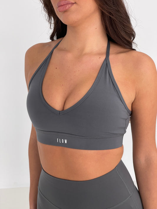 Harper Halter Sports Bra | STEEL