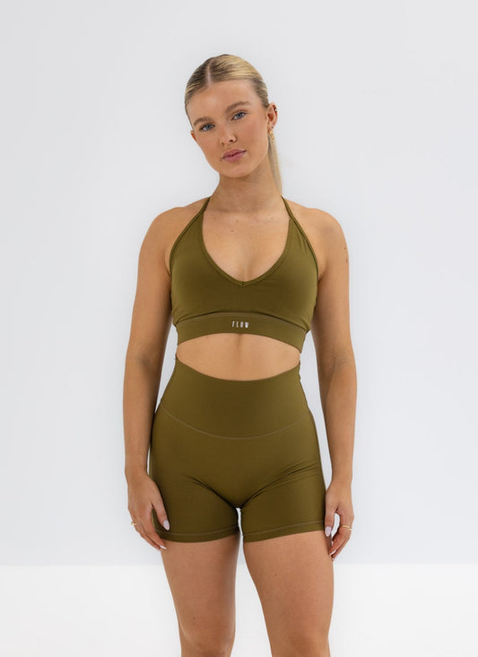 Harper Halter Sports Bra | OLIVE